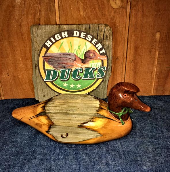 Fence Post Duck Polished Head/Chest/Tail--Unfinished Center With HDC Logo