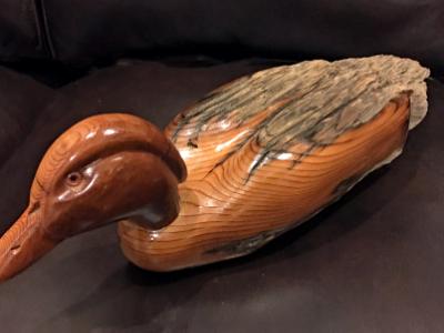 Fence Post Duck: Polished Head/Neck/Beak/Chest/Unfinished Tail